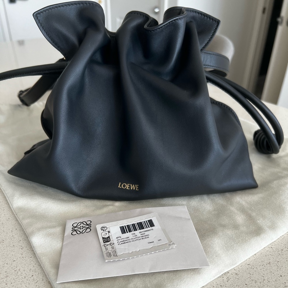 LOEWE Flamenco Clutch in Nappa Calfskin in Black (Brand New - Never Worn)